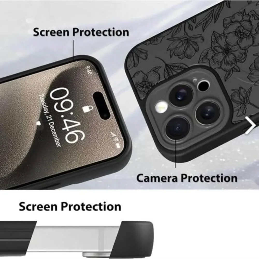 Floral MagSafe iPhone Pro Case with Kickstand MZELQ for iPhone 15 Pro Case Silic
